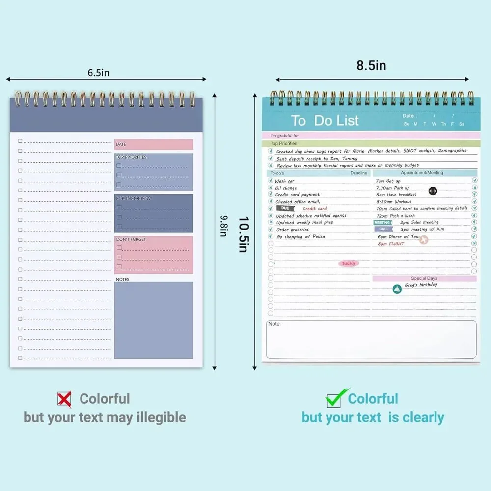 To Do List Notepad, Daily Planner, 52 Sheets  with Checklist